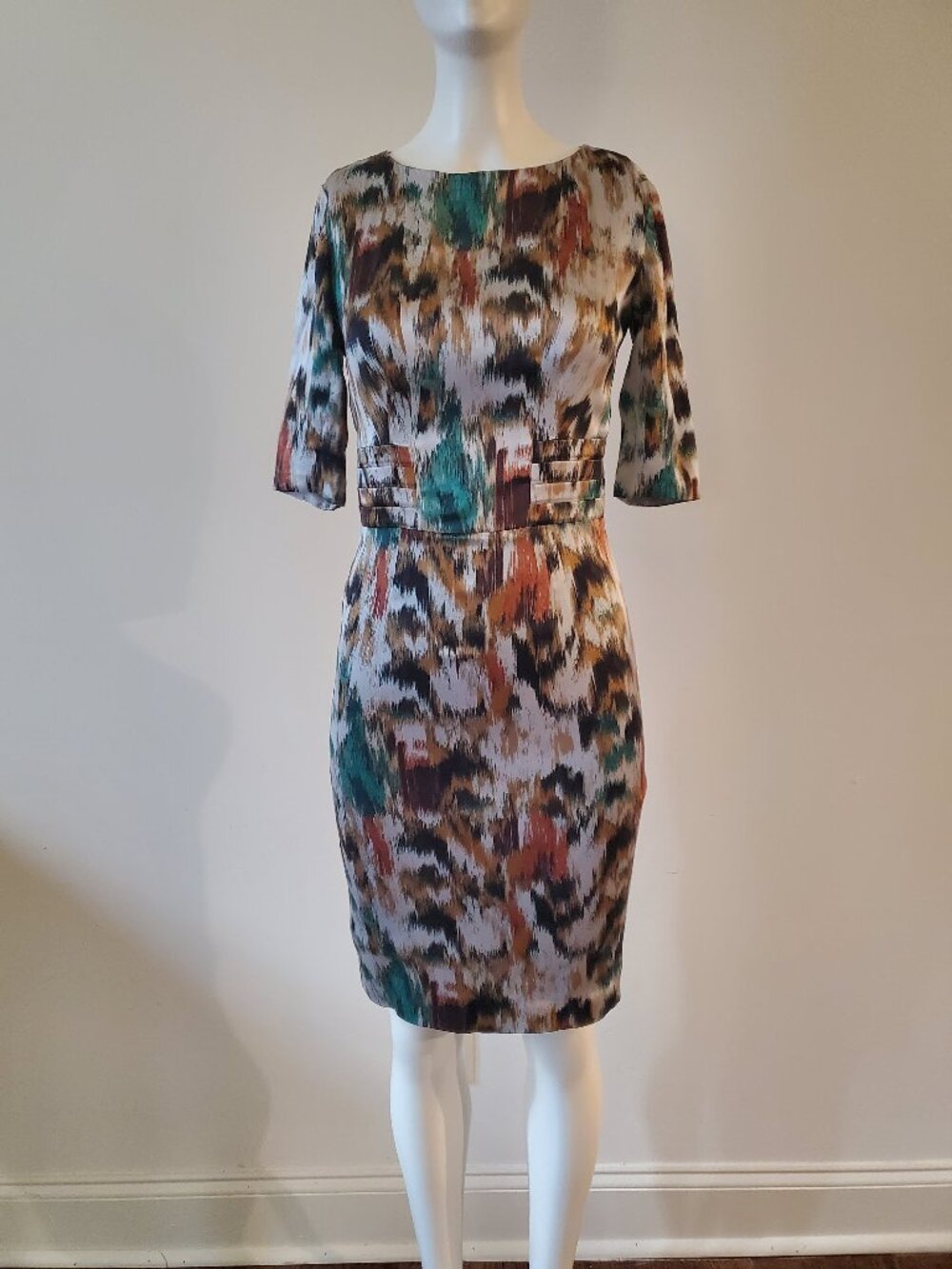 Etro Made in Italy Silk Abstract Brushstroke Ikat Sheath Dress Size 38 US 2